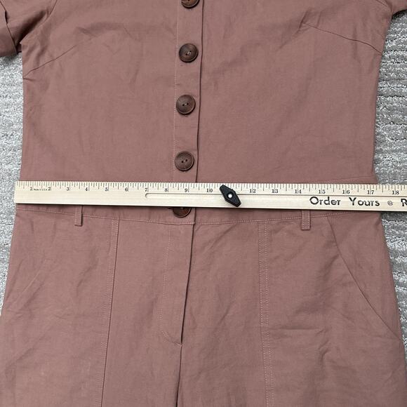Roolee Jumpsuit Womens Large Short Sleeve Button Front Pockets One Piece Romper - Picture 10 of 14